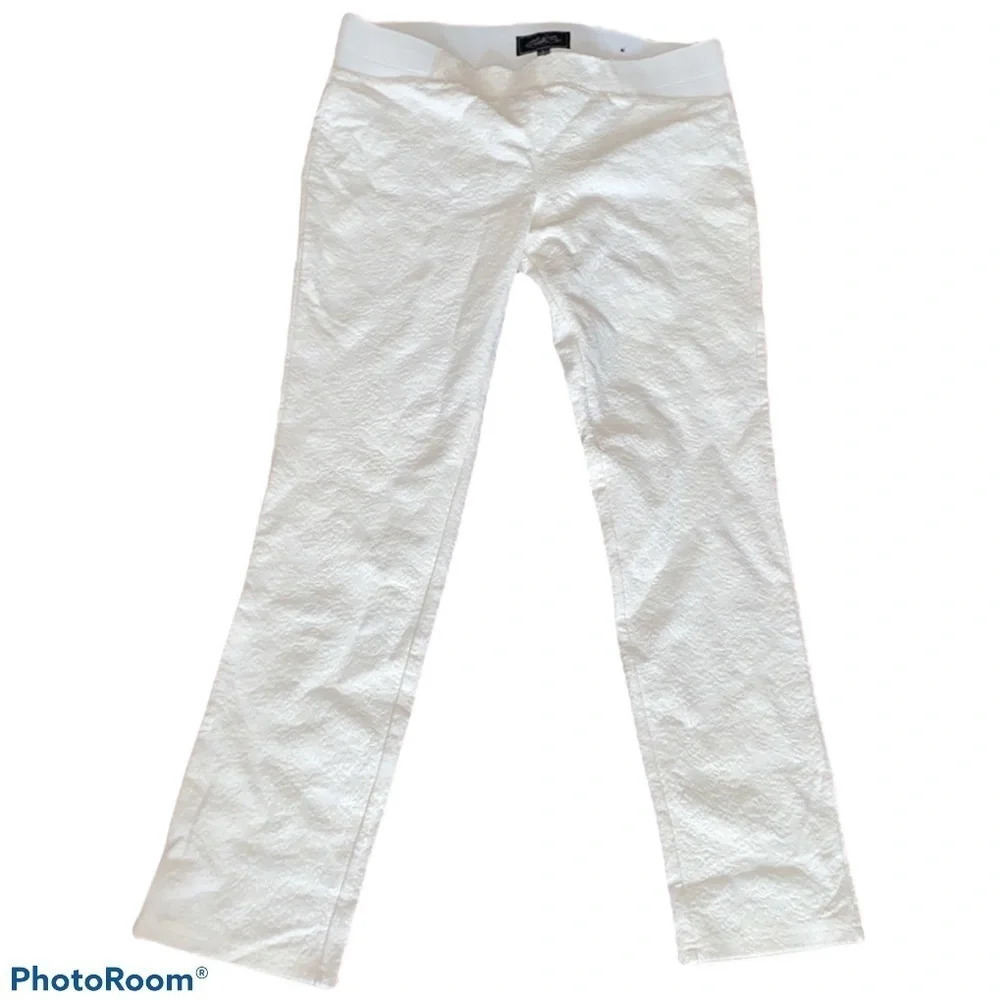 One 5 One white textured ankle cropped Elastic waisted pants Sz L